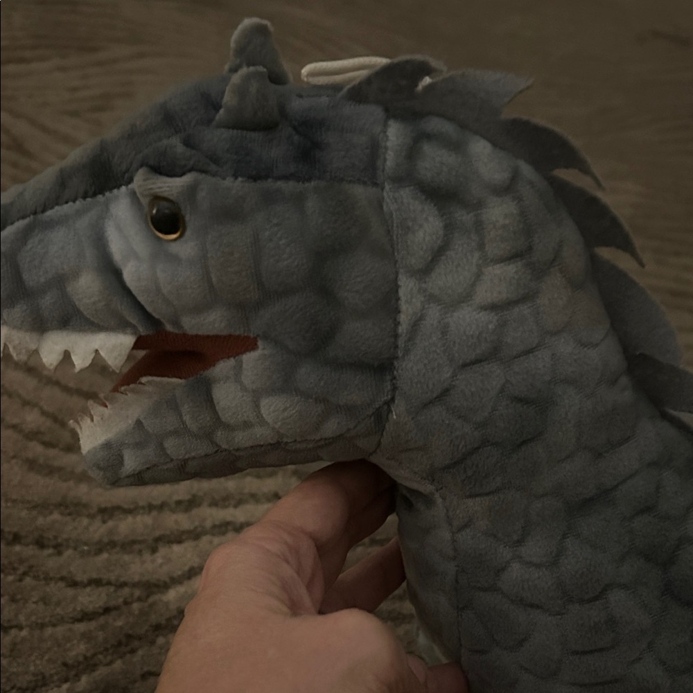 Gray Stuffed Dinosaur Toy